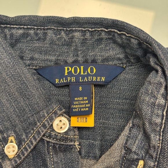 Polo Ralph Lauren Girls Denim Belted Dress Size 8 - Like New/Excellent - Picture 2 of 5
